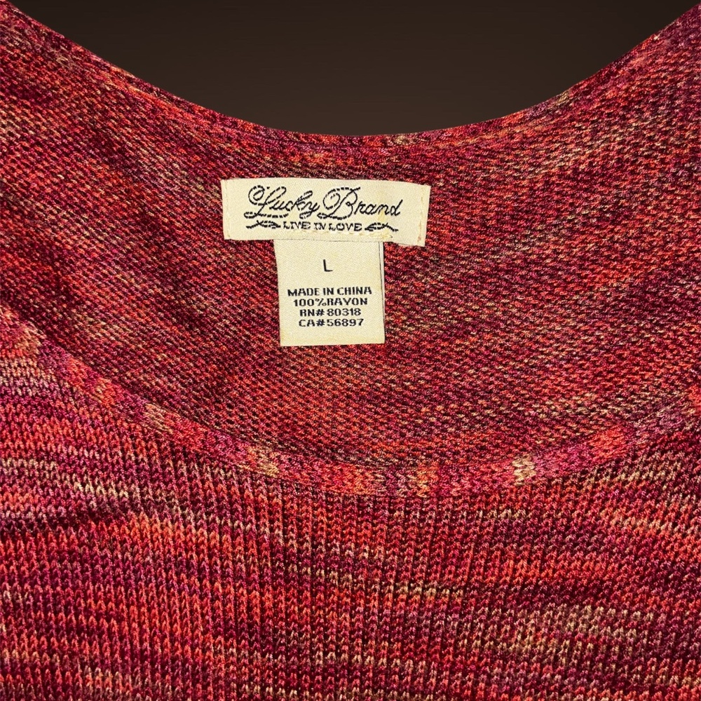 Women's Lucky Brand Sparrow Space Dye Sweater, Red, Size Large. - Picture 6 of 8